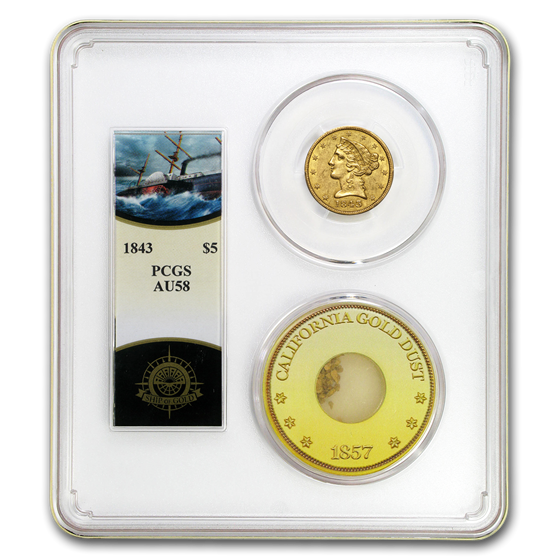 1843 $5 Lib Gold SS Central America AU-58 PCGS (Ship of Gold) 1843 $5 Lib Gold SS Central America AU-58 PCGS (Ship of Gold)